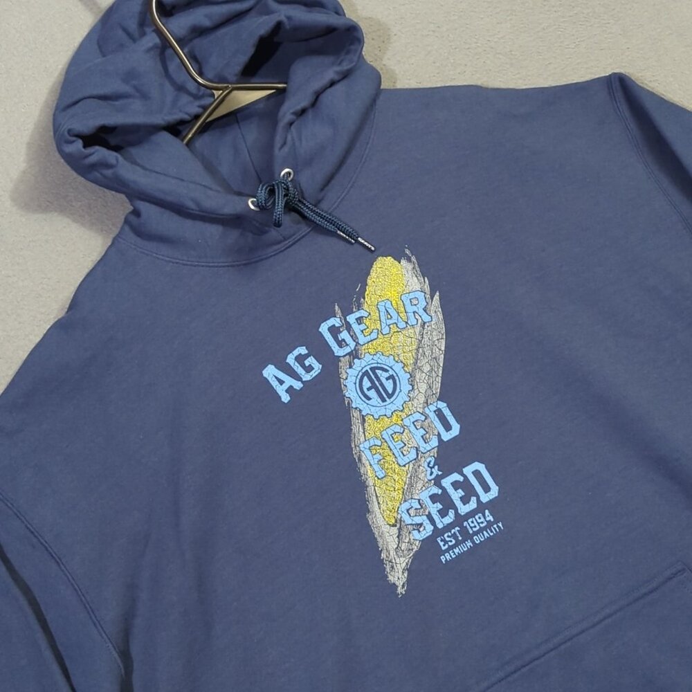 AG Gear Hoodie Men's XXL Blue Feed & Seed Pullover Hooded Sweatshirt NWT